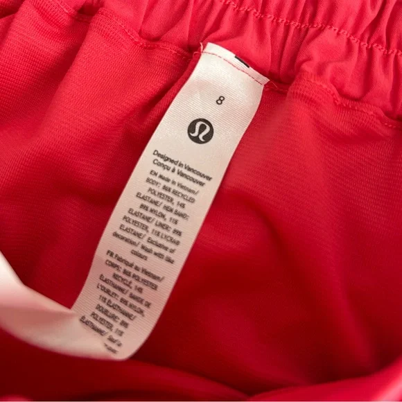 NWT Lululemon Athletica Red Athletic Shorts Lightweight Elastic Waist - Picture 5 of 5
